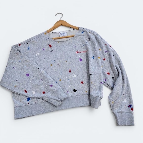 Champion Campus French Terry Crewneck Sweatshirt Paint Spatter Size XL - Picture 1 of 16